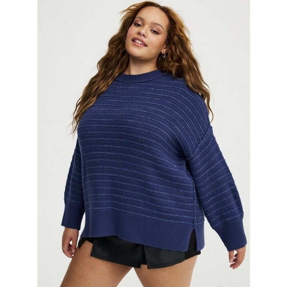 Torrid Drop Shoulder Crewneck Tunic Sweater Size 4 Oceana Lagenlook Cotton NWT
